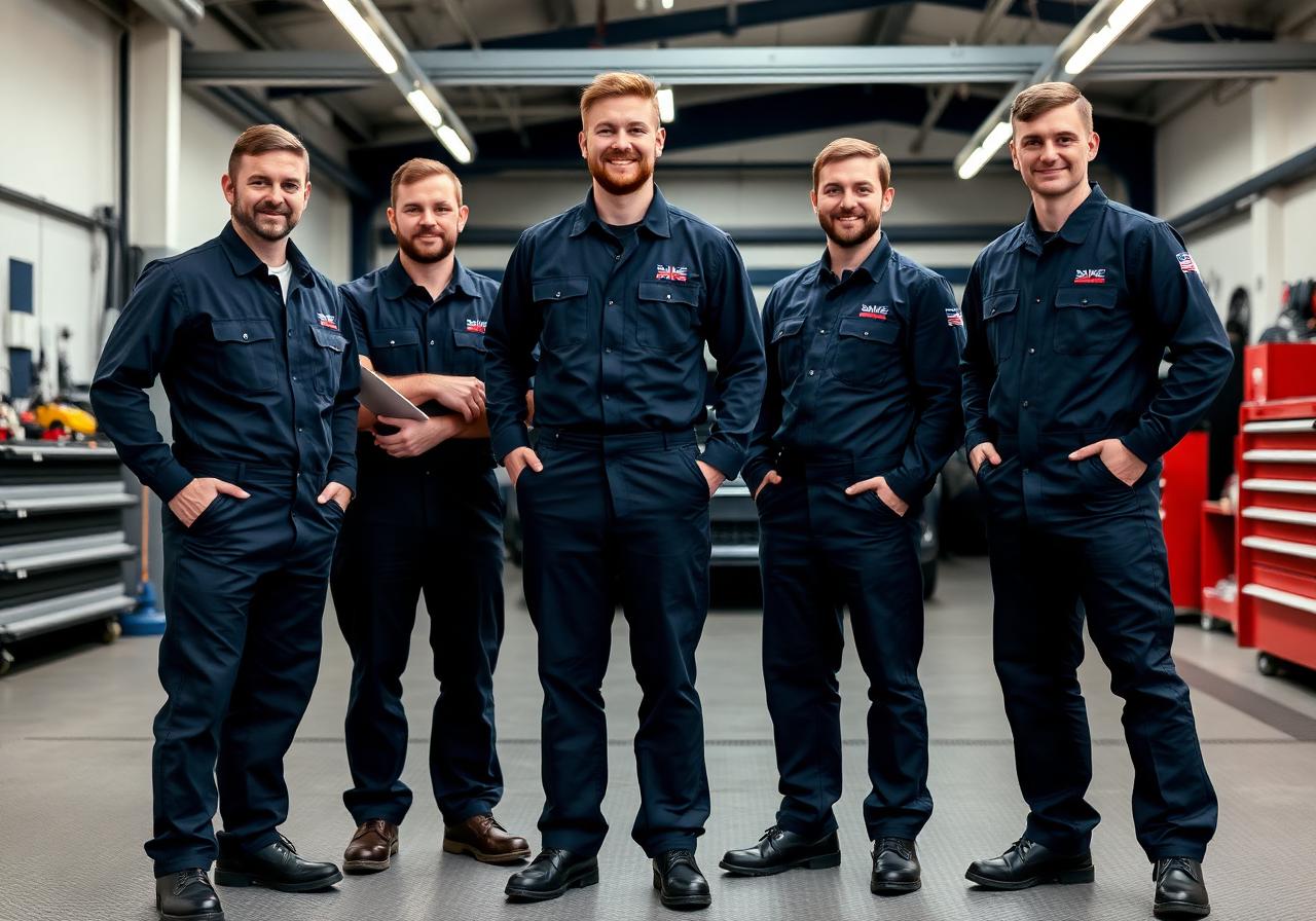 Team of mechanics